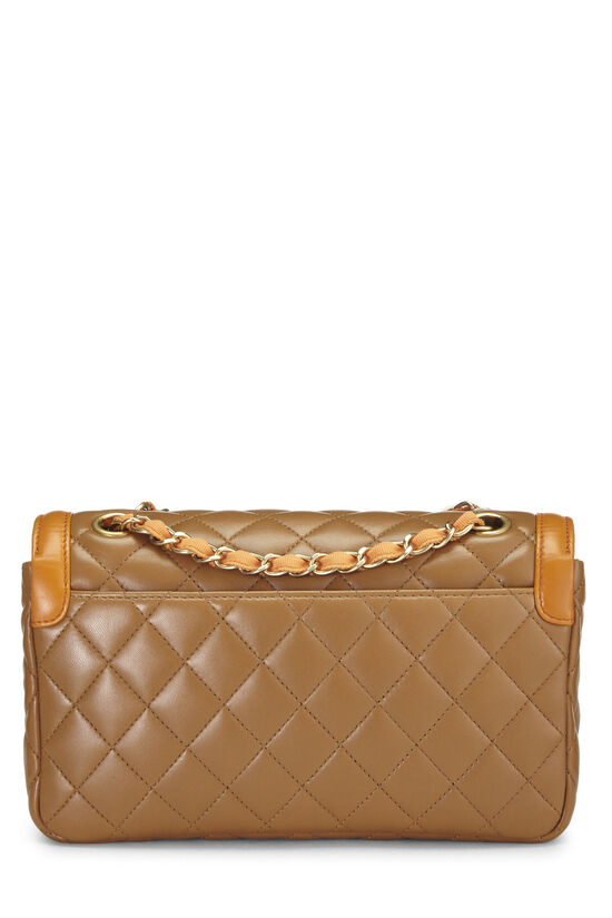 Brown Quilted Lambskin Two Tone Flap Bag Small, , large image number 3