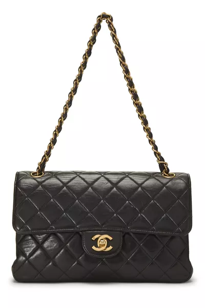 Black Quilted Lambskin Double Sided Classic Flap Medium