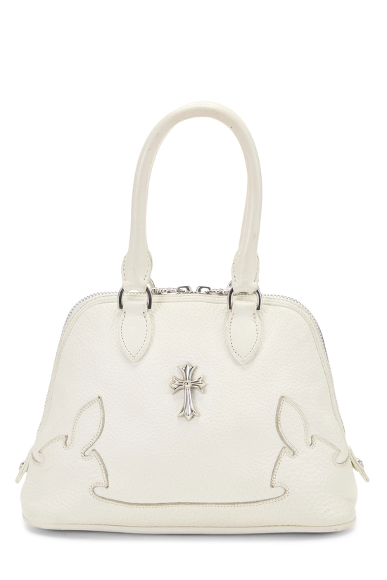White Leather Cross Top Handle Bag, , large image number 0
