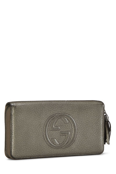 Grey Leather Soho Zip Wallet, , large