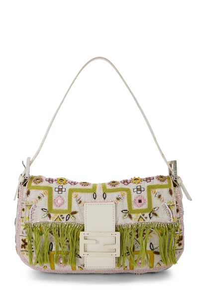 White Embellished Baguette