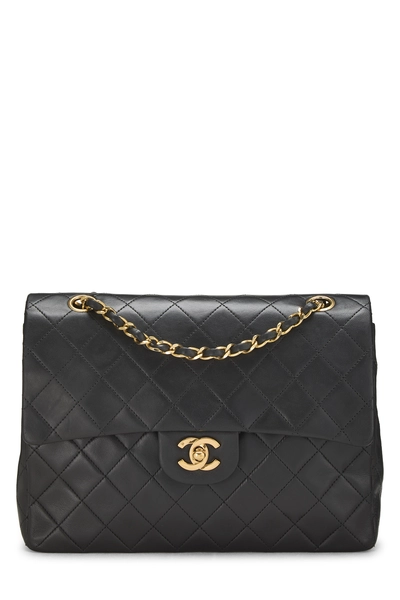 Black Quilted Lambskin Classic Double Flap Tall Medium