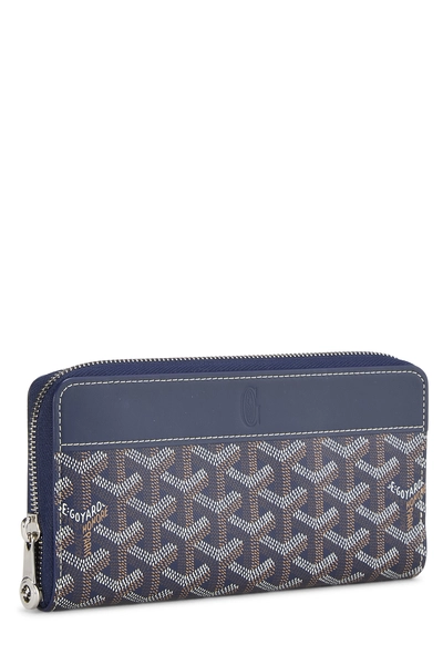 Navy Goyardine Matignon Continental Zip Wallet GM, , large