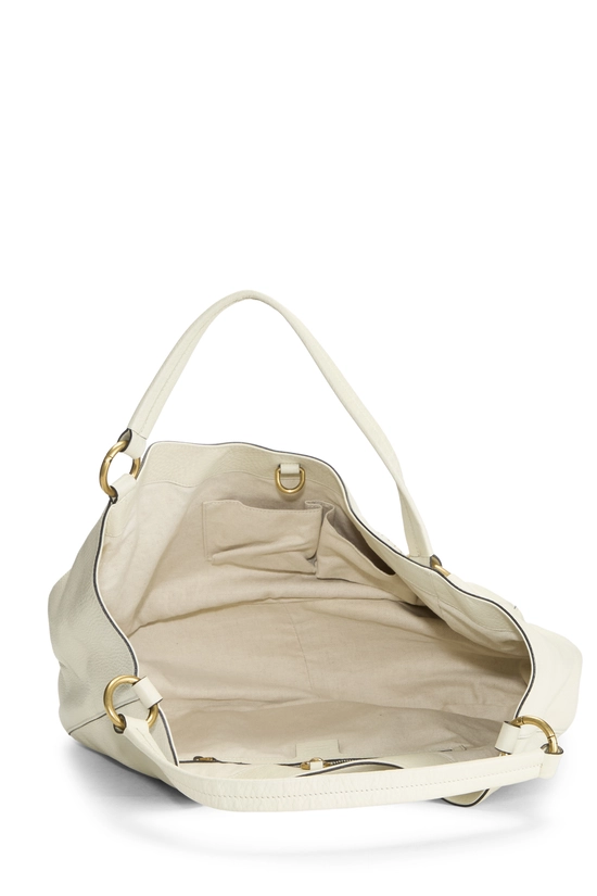 White Grained Leather Hobo, , large image number 5