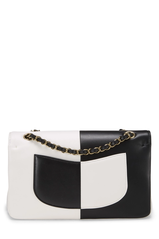 Black & White Geometric Lambskin Classic Double Flap Medium, , large image number 3