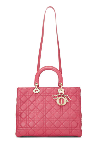 Pink Cannage Quilted Lambskin Lady Dior Large, , large