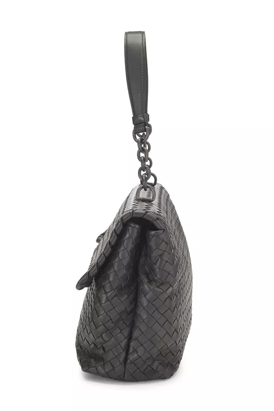 Grey Intrecciato Leather Olimpia Shoulder Bag Medium, , large image number 2