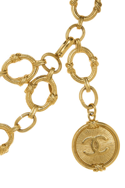 Gold 'CC' Sunburst Chain Belt 2, , large
