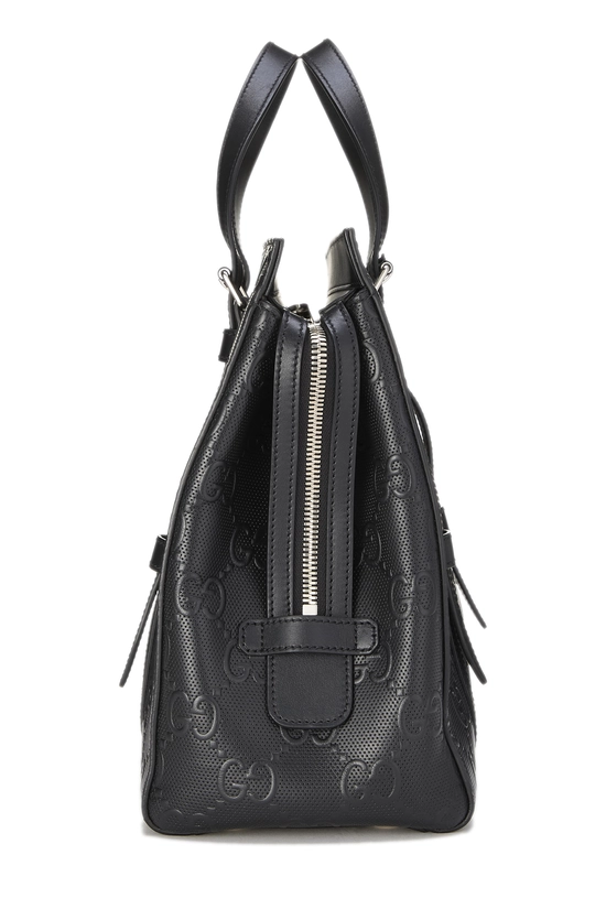 Black Embossed GG Leather Tote, , large image number 2