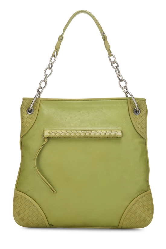 Green Intrecciato Leather Shoulder Bag, , large image number 0