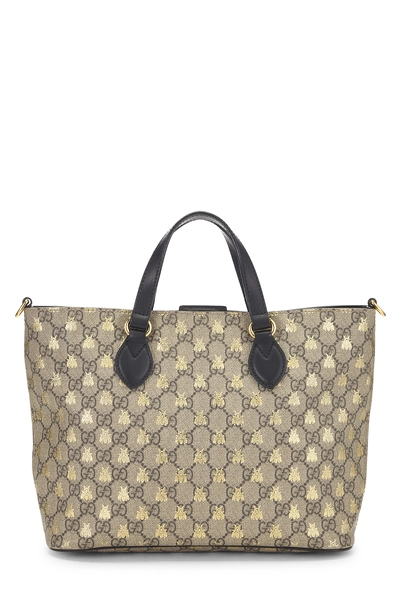 Gucci Black GG Supreme Canvas Bee Tote Small