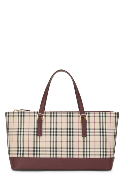 Burgundy House Check Jacquard Handbag  Long