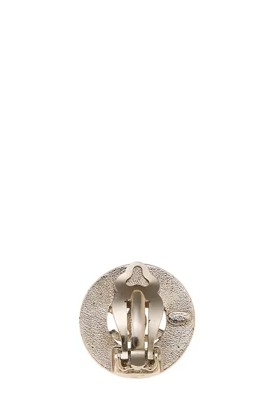 Silver 'CC' In Circle Earrings, , large