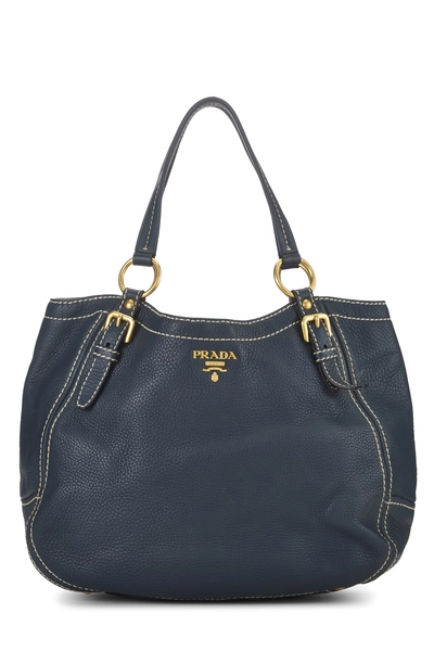 Navy Vitello Daino Sacca 2 Manici