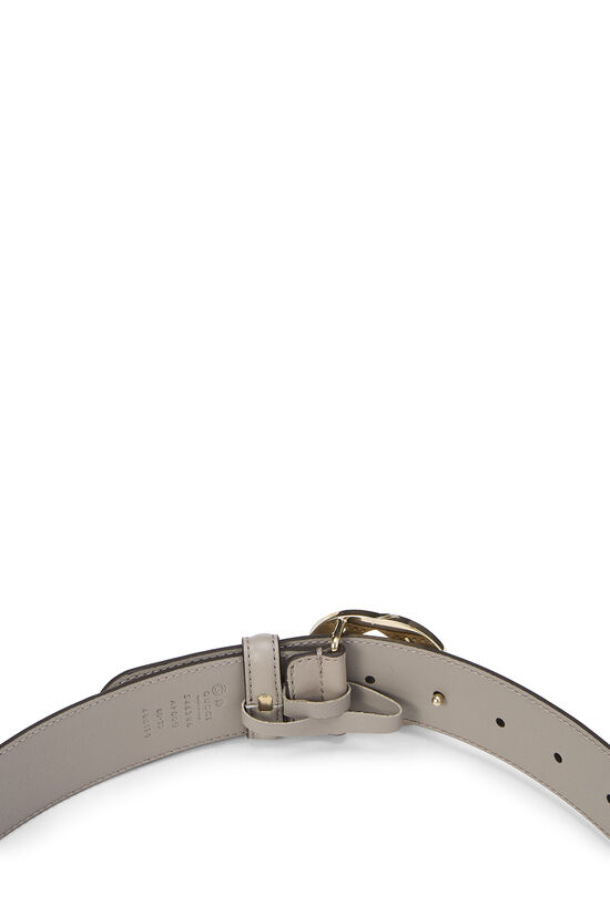 Grey Leather Interlocking GG Belt 80, , large image number 3