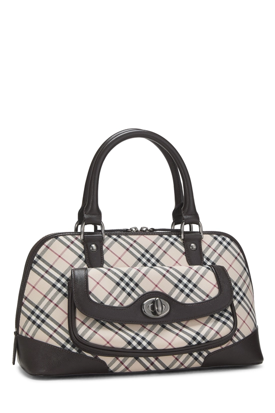 Brown House Check Jacquard Turnlock Dome Handbag, , large image number 1