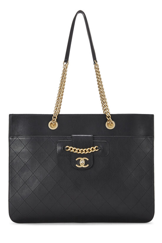 Chanel Deauville Large Shopping Tote Black Calfskin
