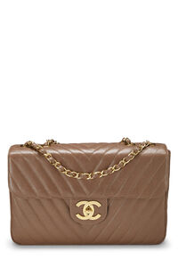 Chanel Copper Chevron Quilted Lamnskin Coco Handle Bag Small Q6B1WM1ICH000