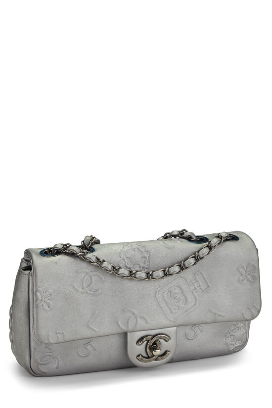 Silver Lambskin Precious Symbols Half Flap Medium, , large image number 1