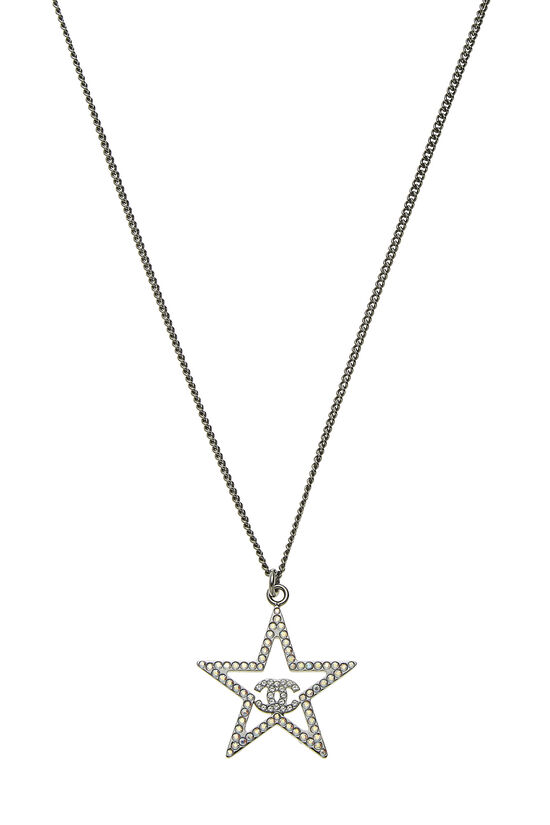Chanel Silver Crystal 'CC' Star Necklace Q6JICV0RVB005