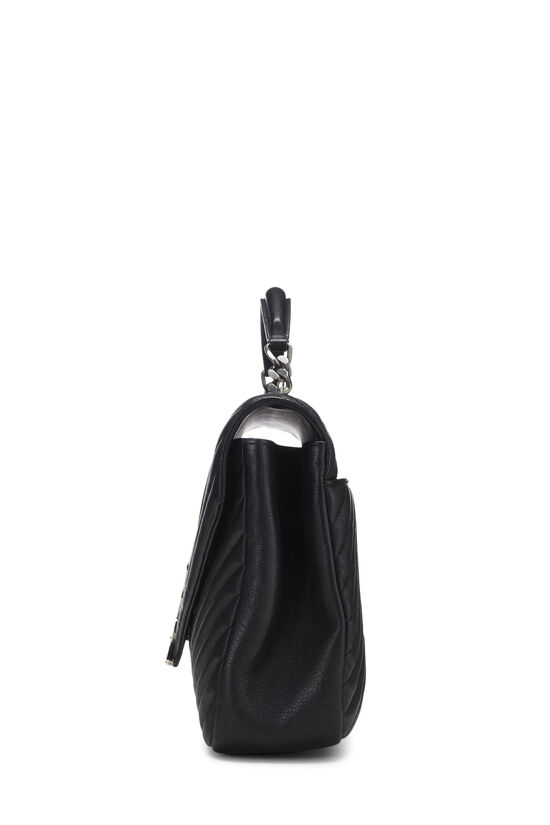 Black Leather College Shoulder Bag Large, , large image number 3