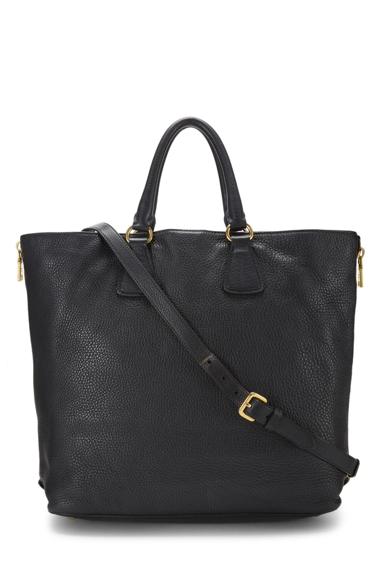 Black Vitello Daino Side Zip Tote Large, , large image number 3