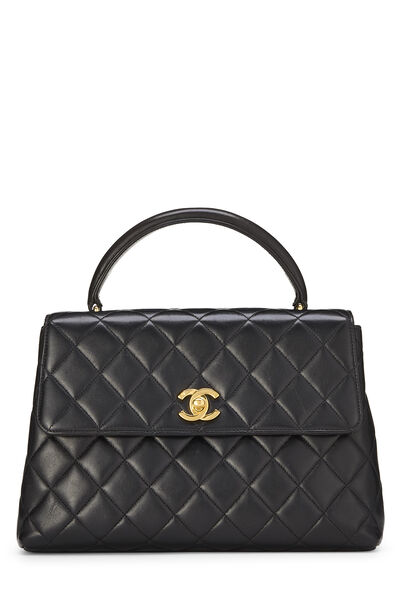 Black Quilted Lambskin Kelly Small