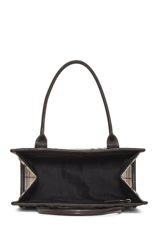 Brown Nylon House Check Shopping Handbag Small, , large image number 5