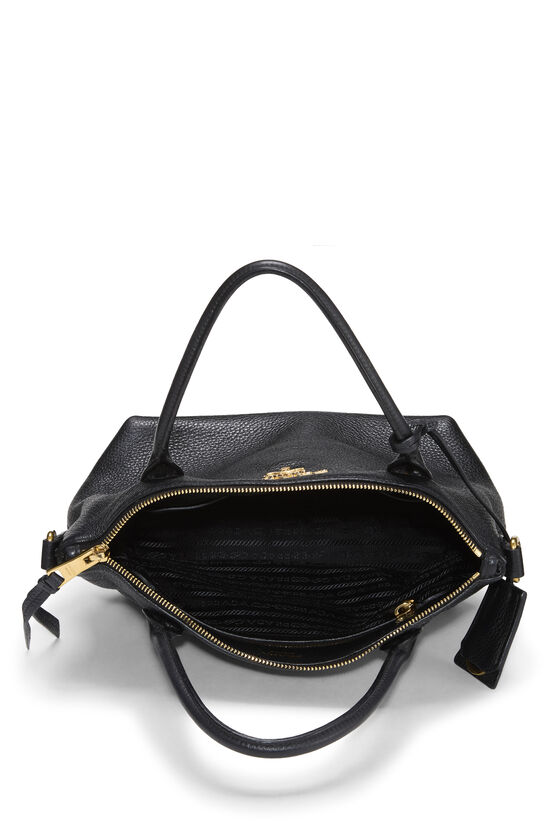 Black Vitello Daino Convertible Zip Handbag Small, , large image number 5