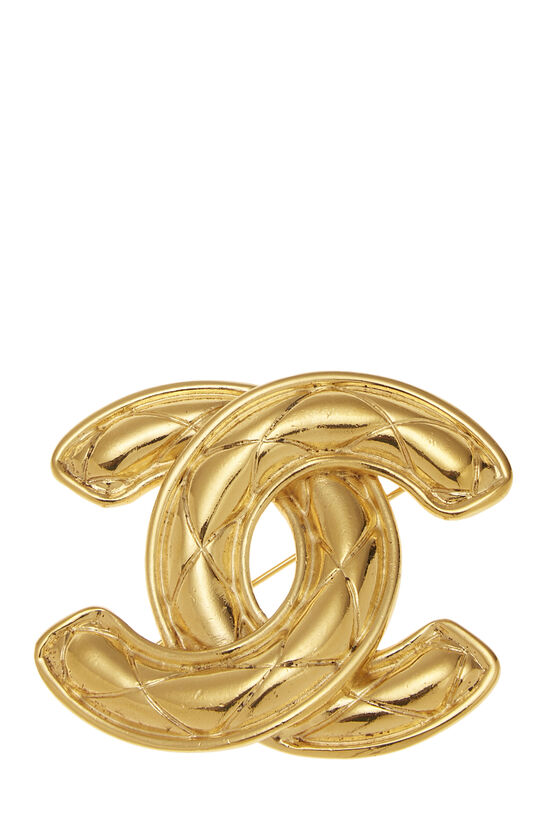 Gold Quilted 'CC' Pin Large, , large image number 0