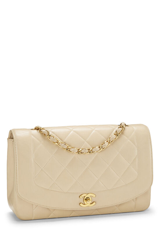 Chanel Vintage Small Quilted Classic Diana Flap Bag Beige Lambskin
