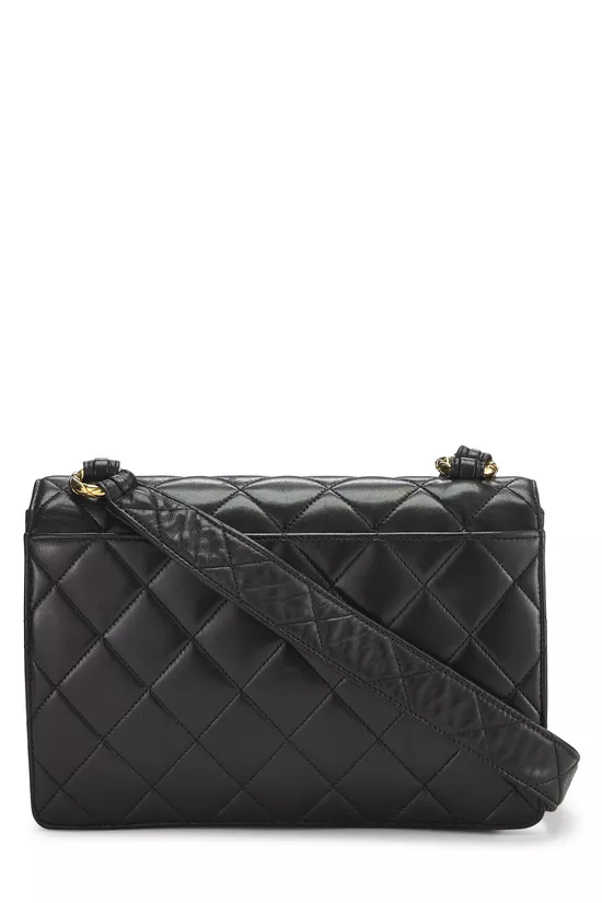 Black Quilted Lambskin Shoulder Bag, , large image number 3