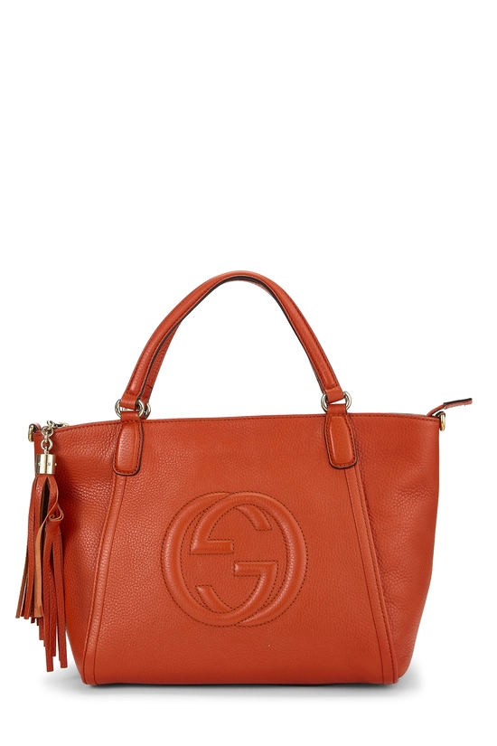 Orange Grained Leather Soho Top Handle Bag, , large image number 0
