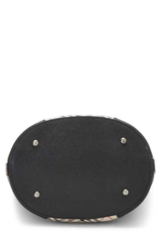 Black Nova Check Jacquard Fabric Bucket Bag, , large image number 4