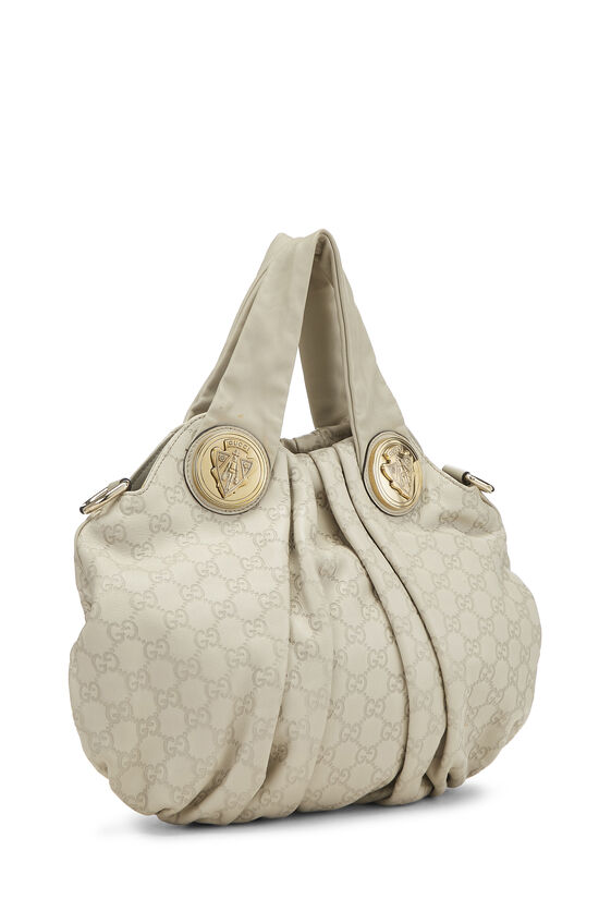 Beige Gucci Signature Leather Hysteria Convertible Tote Large, , large image number 4