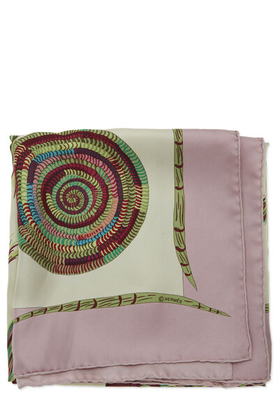 Pink & Multicolor 'Magie Des Mains' Silk Scarf 90, , large