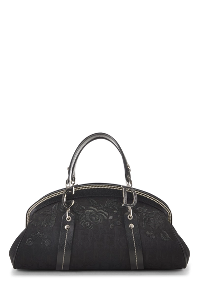 Black Trotter Canvas Floral Frame Satchel