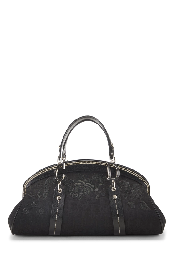 Black Trotter Canvas Floral Frame Satchel, , large image number 0