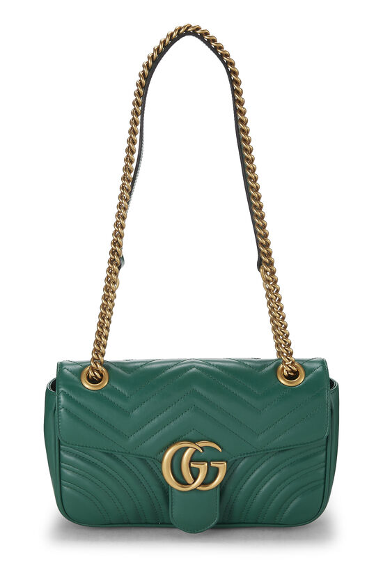 Green Leather GG Marmont Shoulder Bag Small, , large image number 0