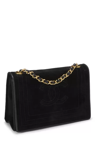 Black Quilted Suede Full Flap Small, , large