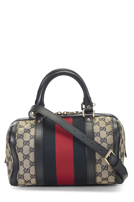 Navy GG Canvas Web Boston Handbag Small, , large image number 3