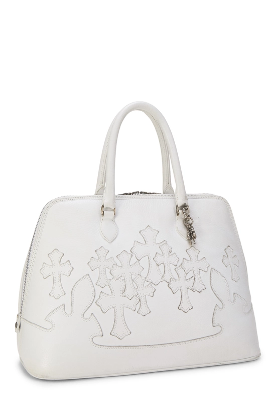 White Leather Cemetery Cross Bowling Bag, , large image number 1