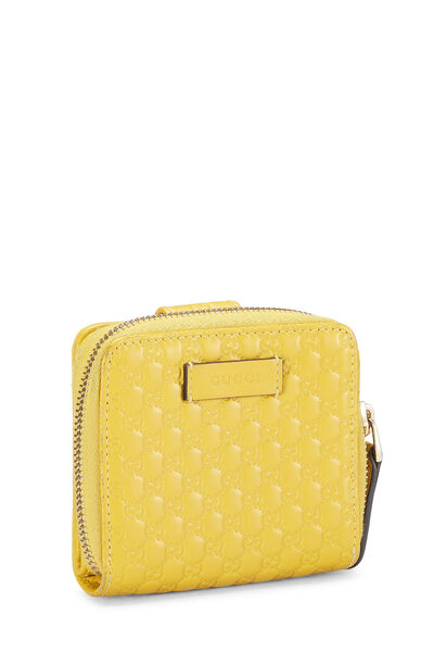 Yellow Microguccissima Leather Compact Wallet, , large