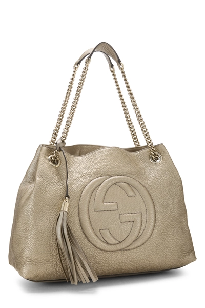 Gold Metallic Leather Soho Chain Tote, , large