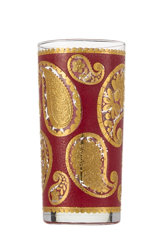 Red 22k Gilded Paisley Motif Glassware Set of 5, , large image number 1