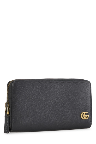 Black Leather GG Marmont Zip Wallet, , large