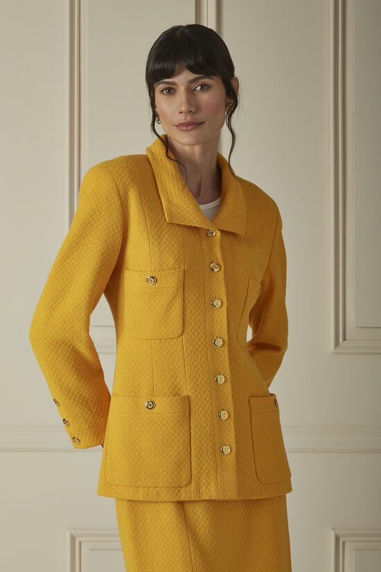 Yellow Tweed Skirt Suit, , large image number 2