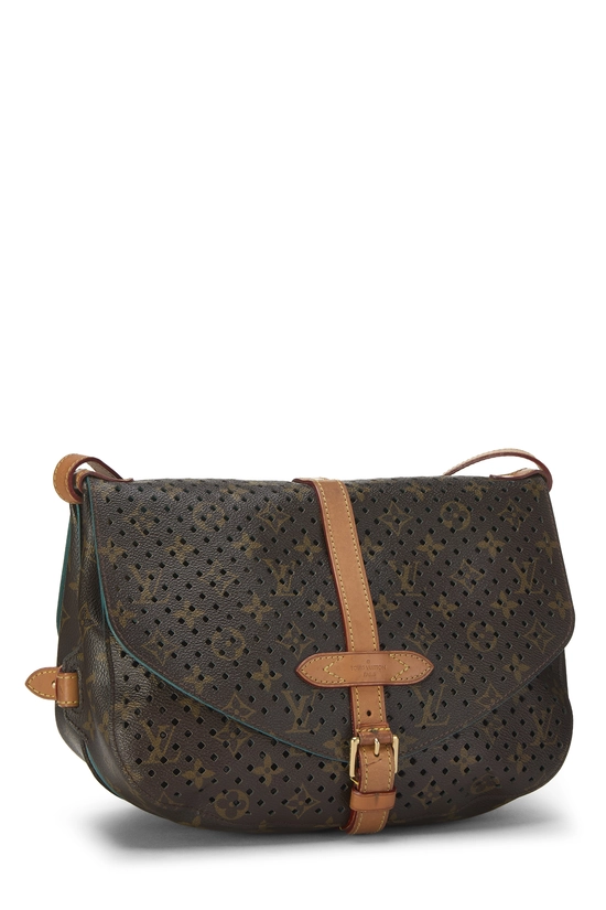 Blue Perforated Monogram Canvas Saumur 30, , large image number 1