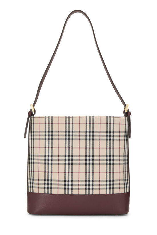 Burgundy House Check Bucket Shoulder Bag Small, , large image number 3