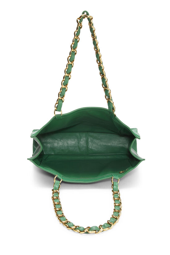 Green Lambskin Flat Chain Handle Tote, , large image number 6